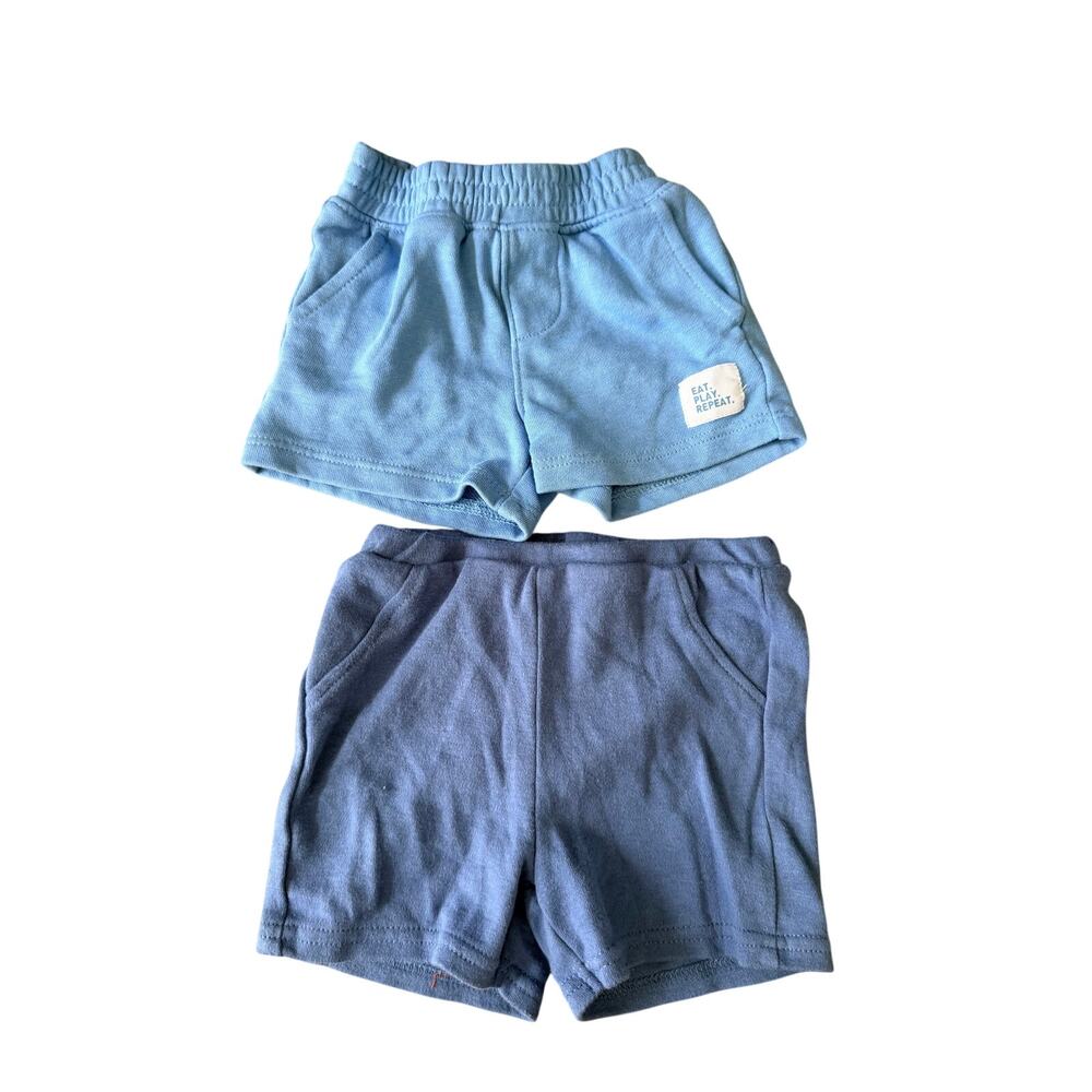 Adorable Baby Boy Blue Shorts Bundle - Garanimals & Mini Bean (3-6M)